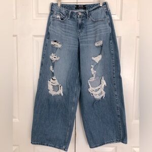 Hollister Jeans Low Rise Baggy Fit Distressed Wide Leg Jeans Size 4 Size 27